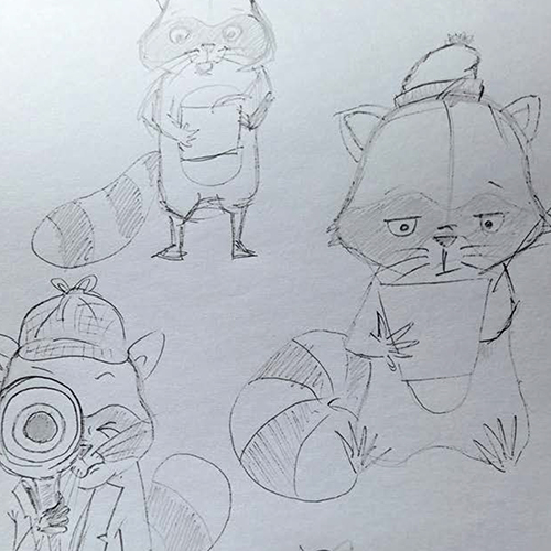Mascot concept; rough pencil sketch