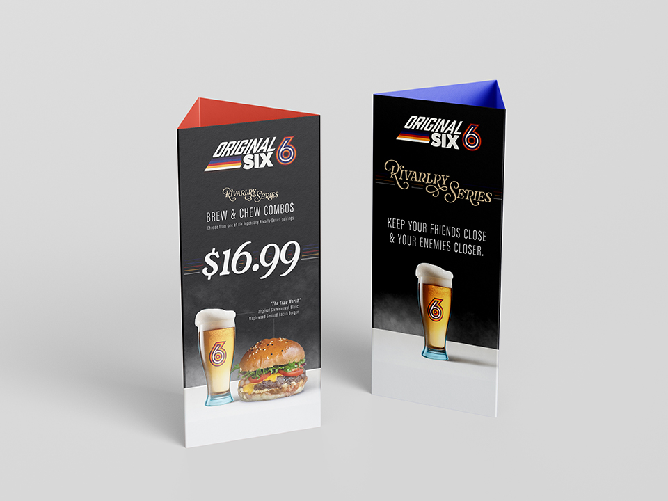 Original Six beer table talker mockups